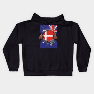 Denmark Flag Australian Flag Ripped - Gift for Danish From Denmark Kids Hoodie